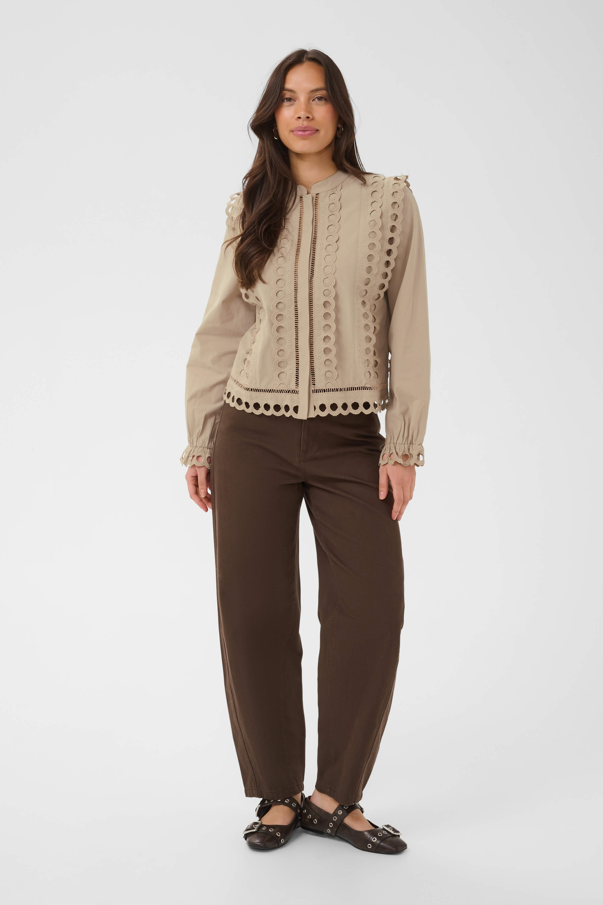 Saint Tropez women’s loose-fit embroidered cotton blouse