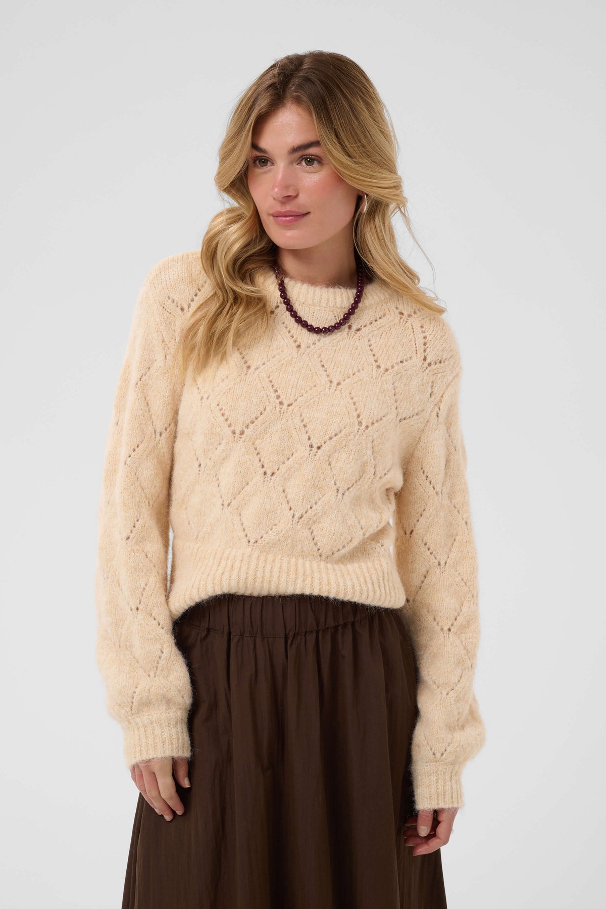 Saint Tropez TabbathaSZ Pullover with a textured diamond pattern