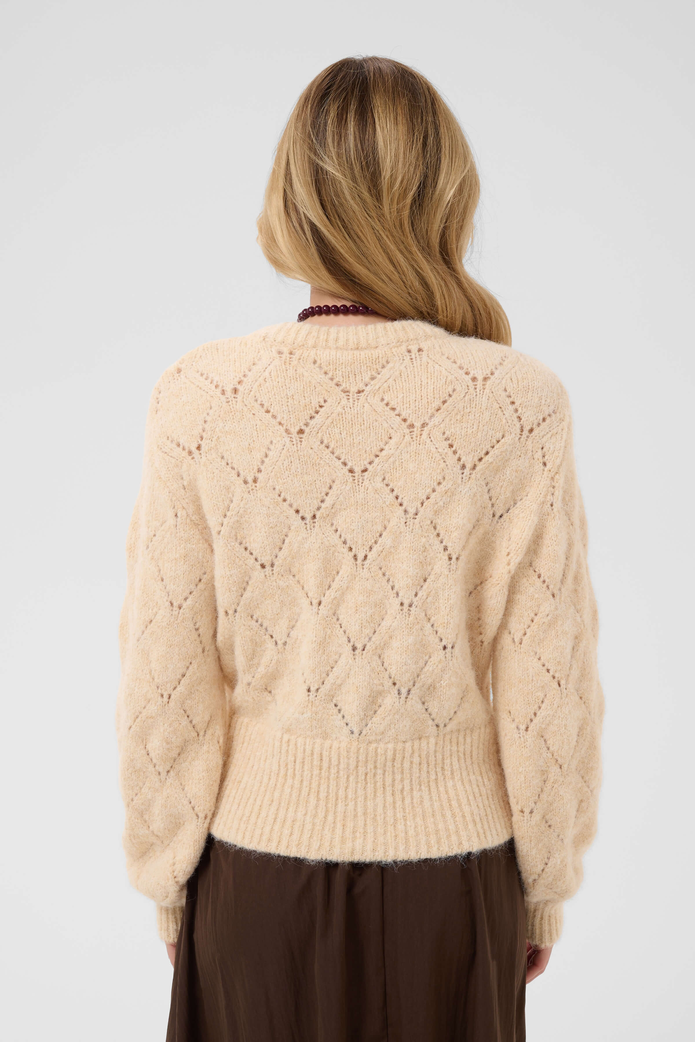 Women’s Saint Tropez diamond-knit pullover with long sleeves