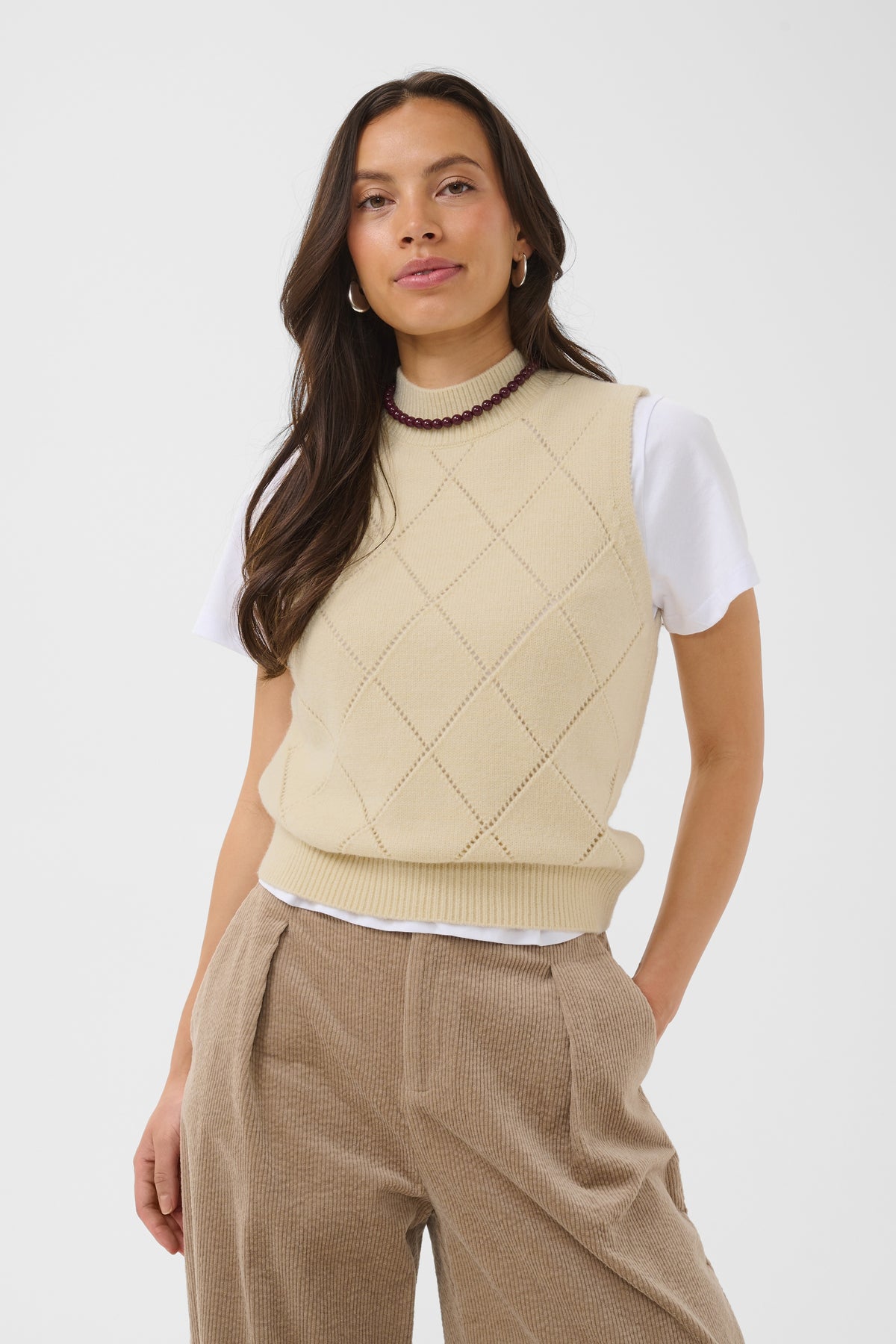 Saint Tropez TheresaSZ Waistcoat with diamond openwork knit