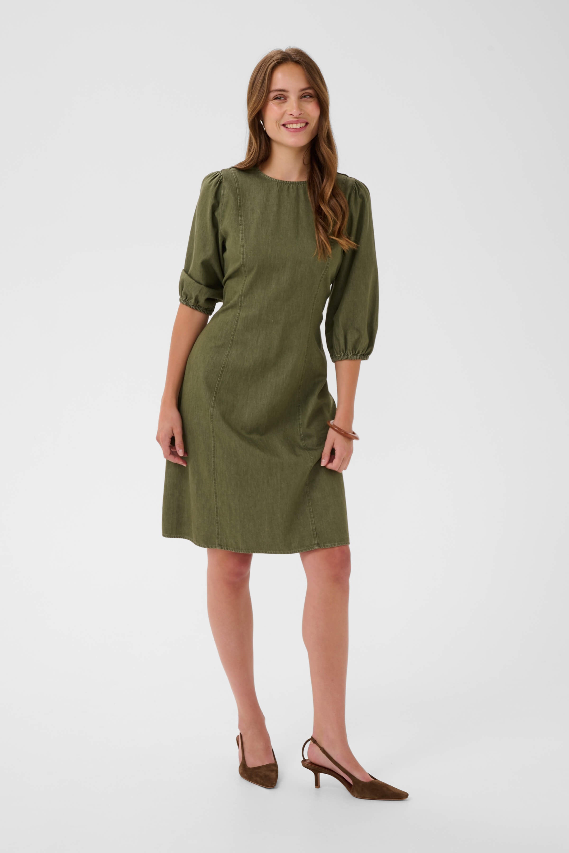 Women’s textured dress with a structured silhouette