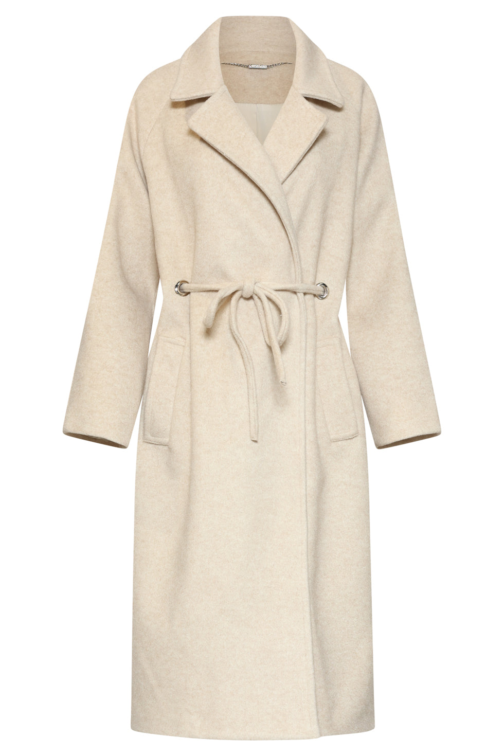 Smashed Lemon belted longline coat with lapel collar