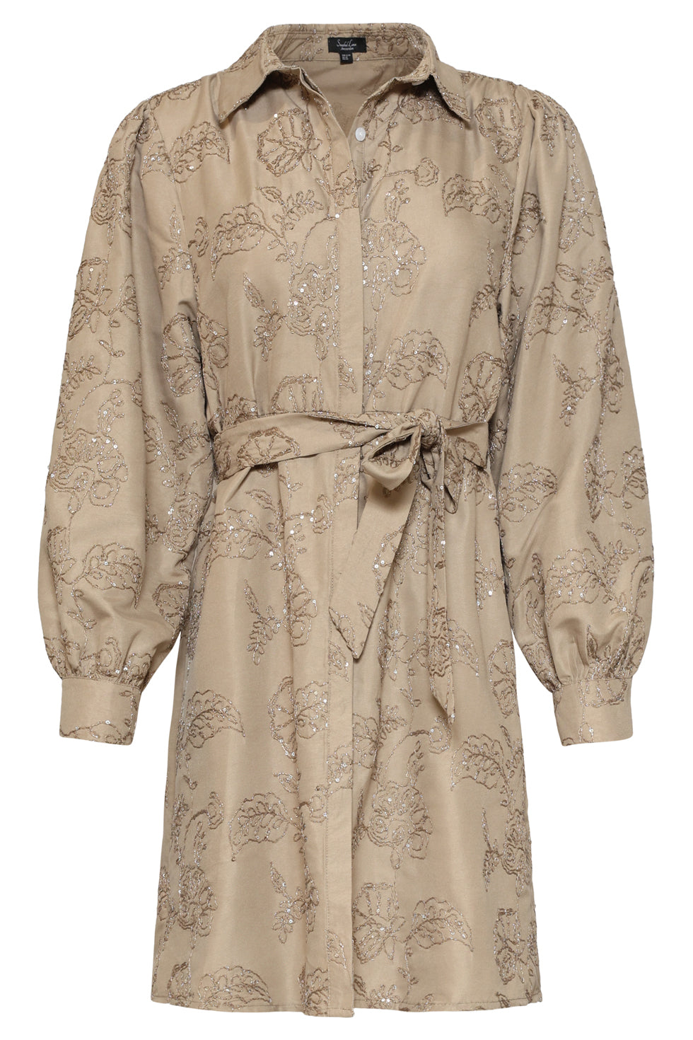 Women’s button-through dress with floral sequin detailing