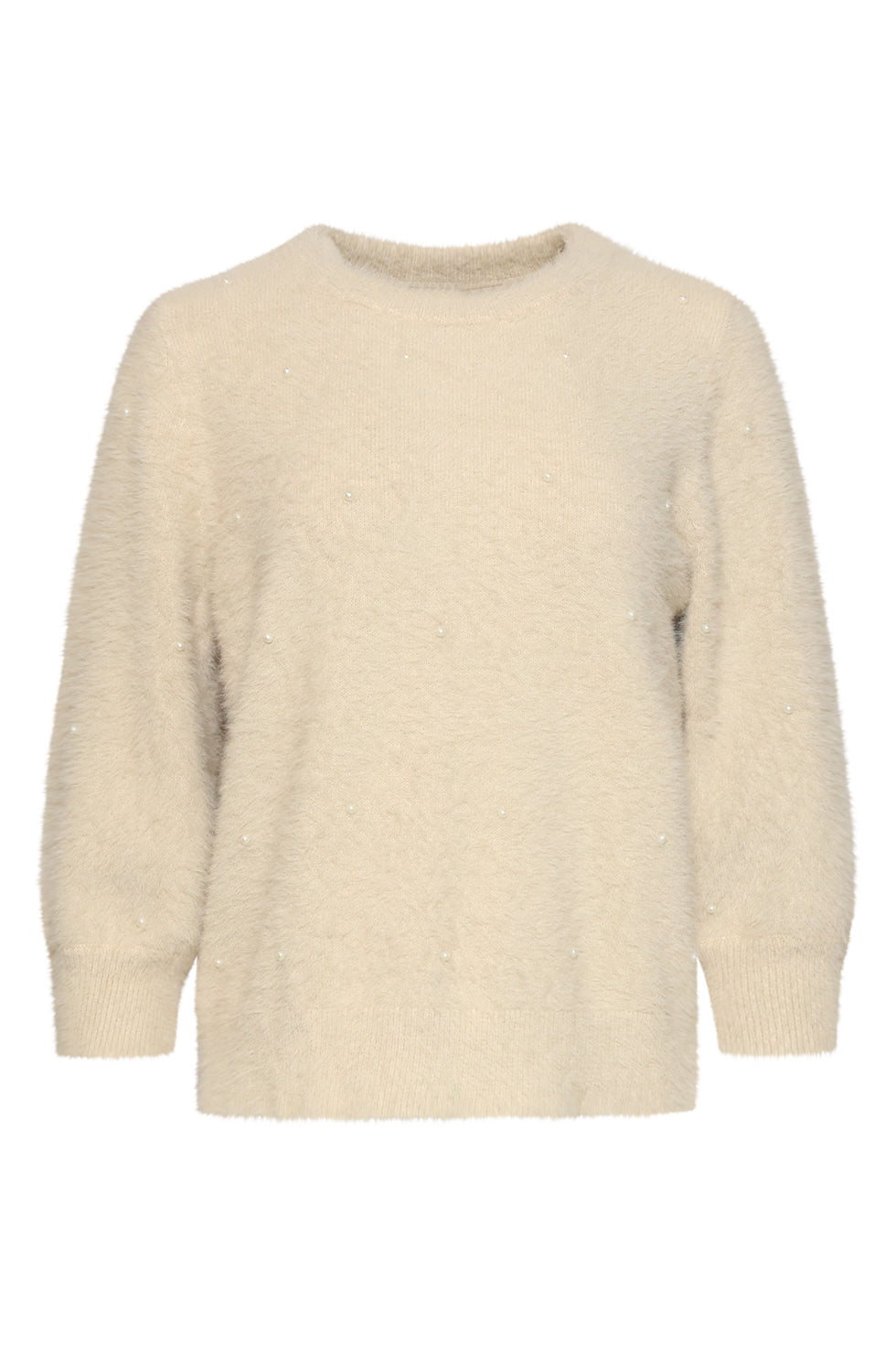 Smashed Lemon fluffy jumper with faux-pearl embellishments