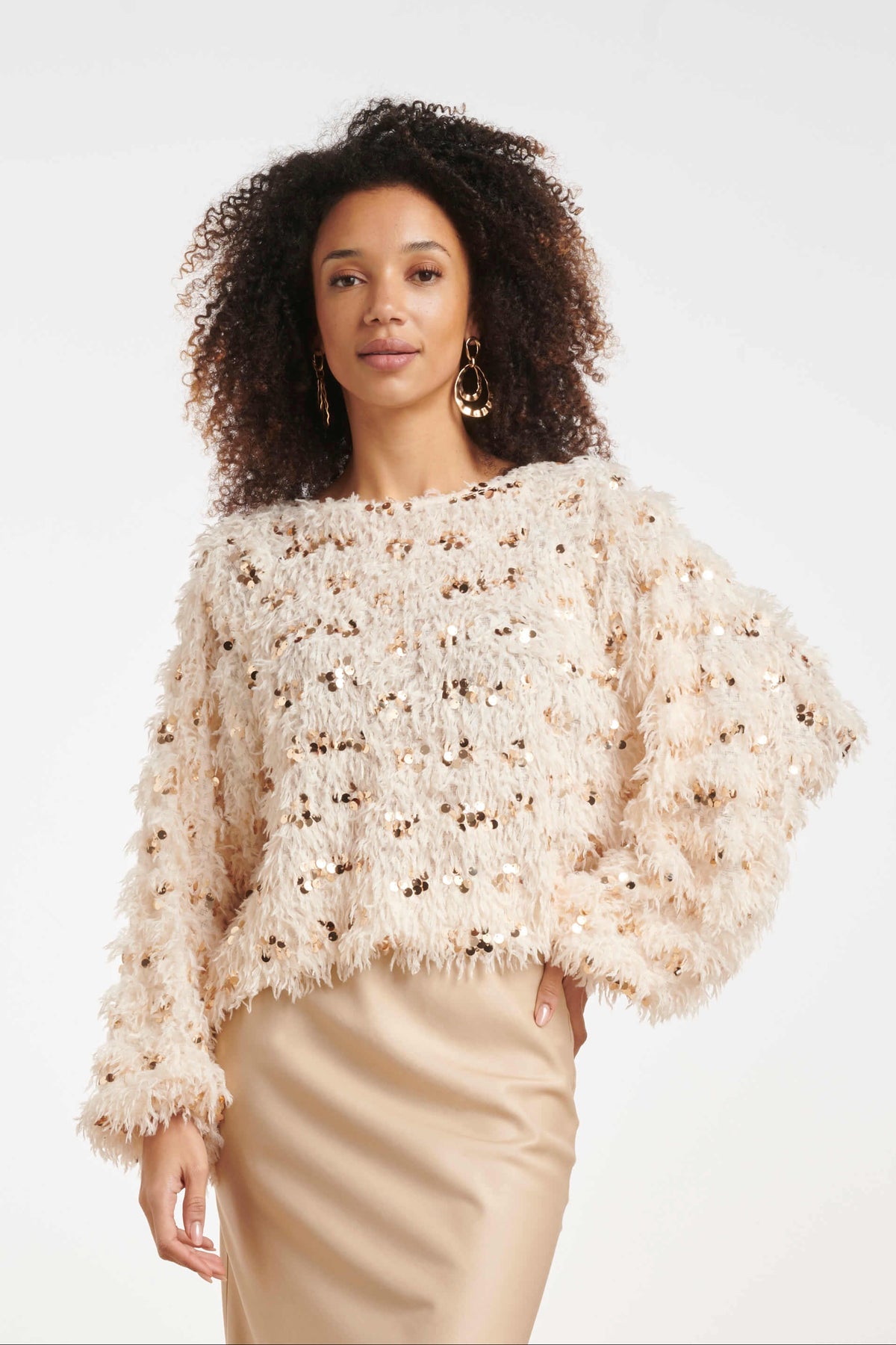 Smashed Lemon textured fringe top with sequin embellishments
