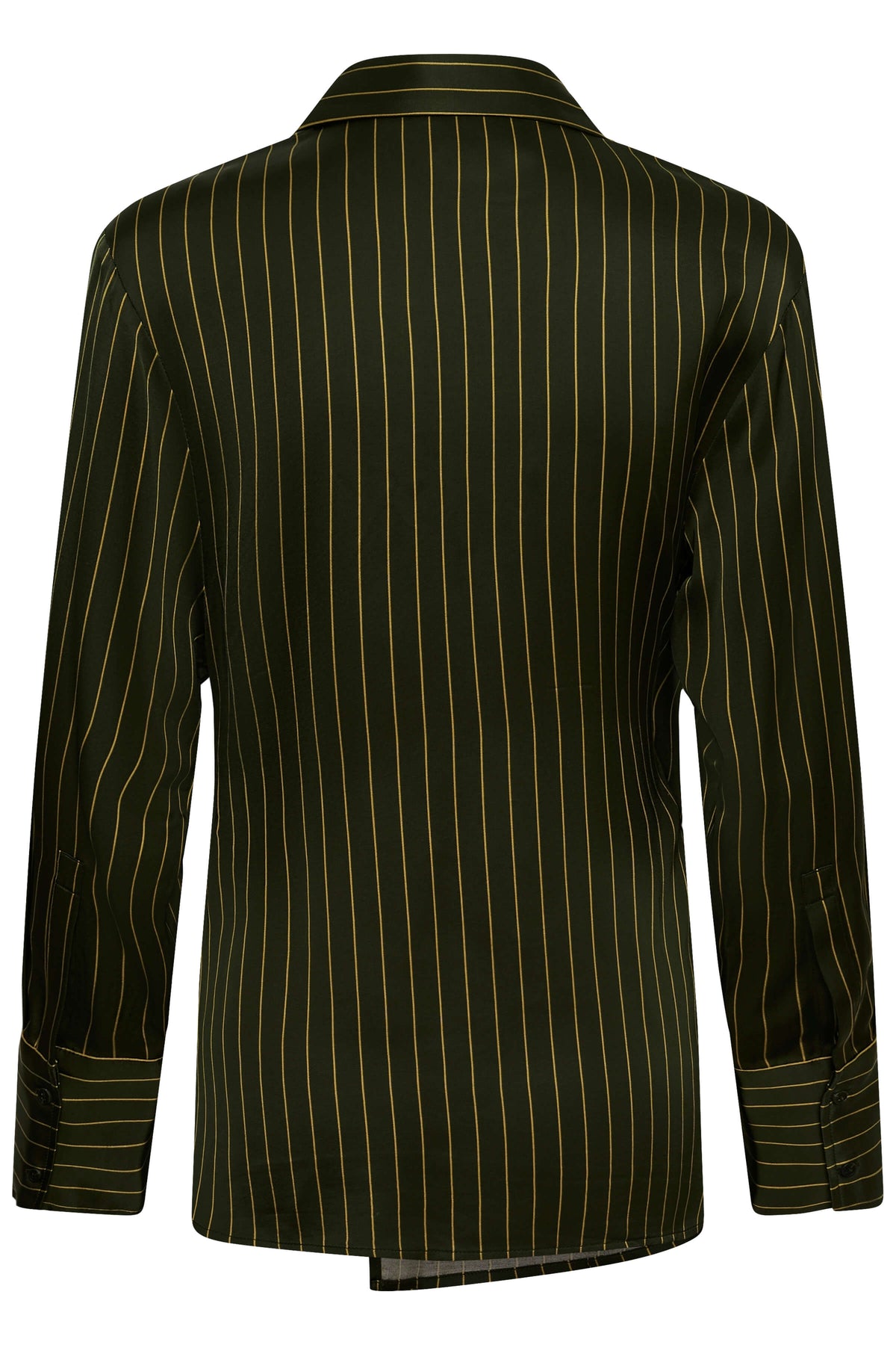 Back view of the Soaked in Luxury Cinna pinstripe shirt