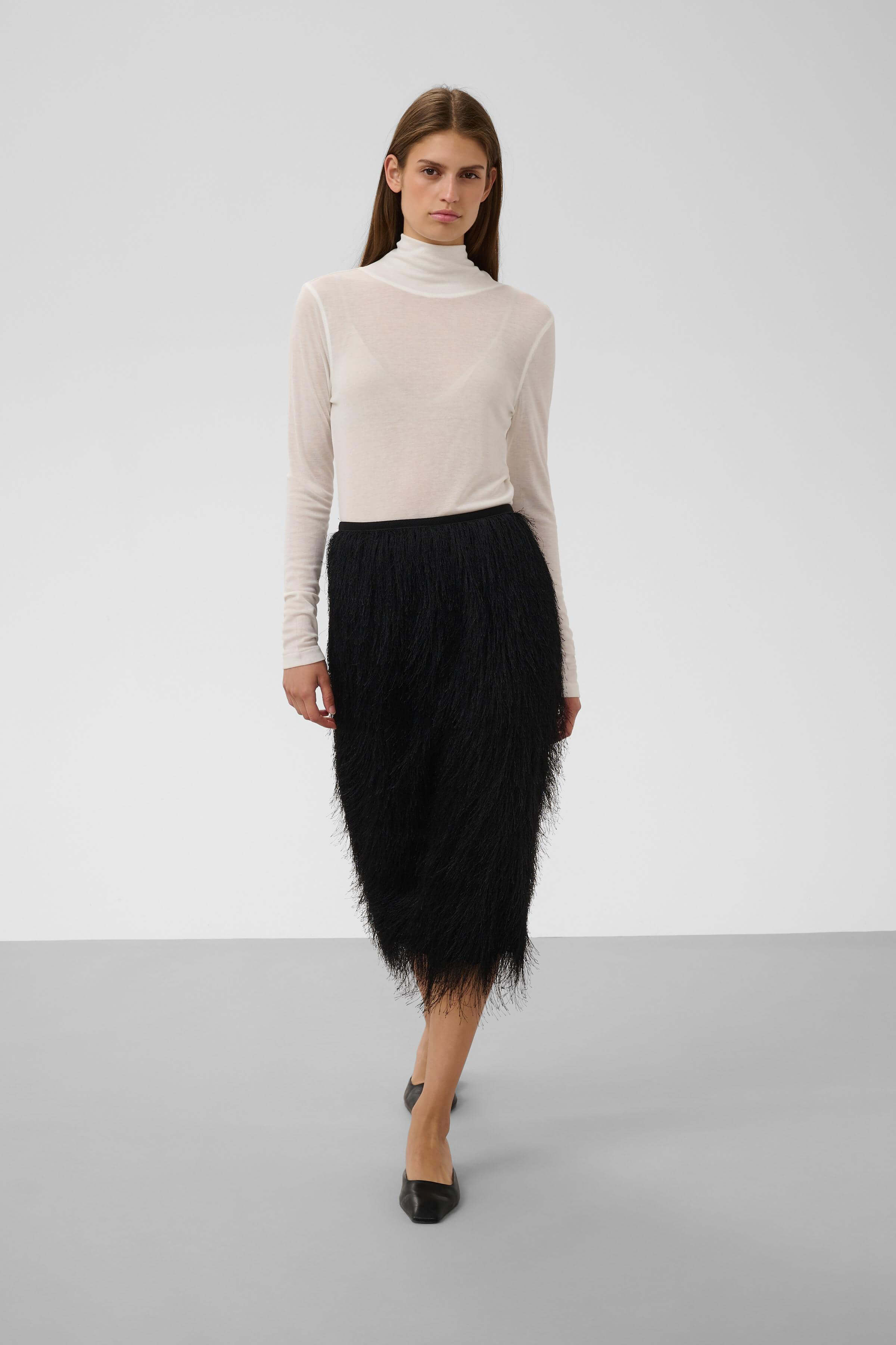 Soaked in Luxury Dacre skirt with all-over fringing