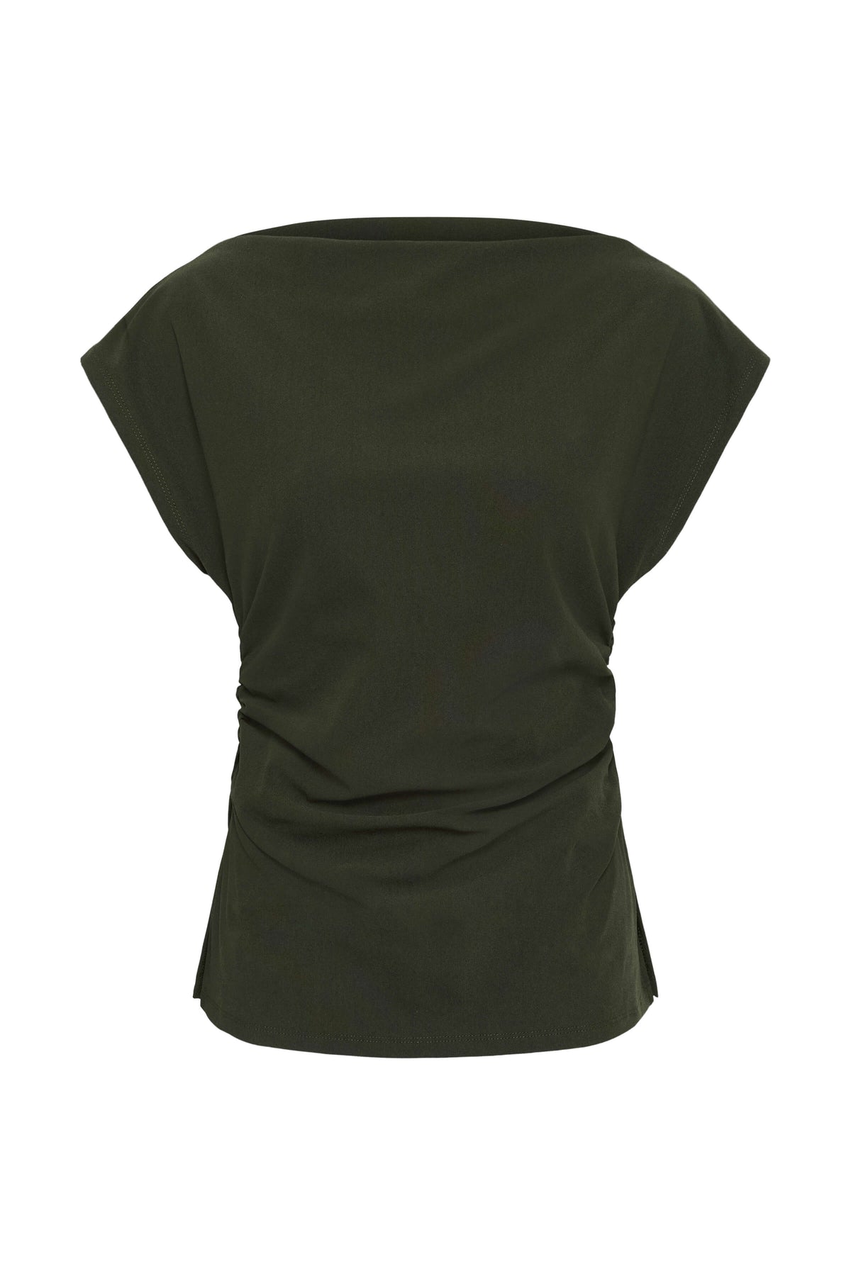 Soaked in Luxury Eirlys ruched top with a wide boat neckline