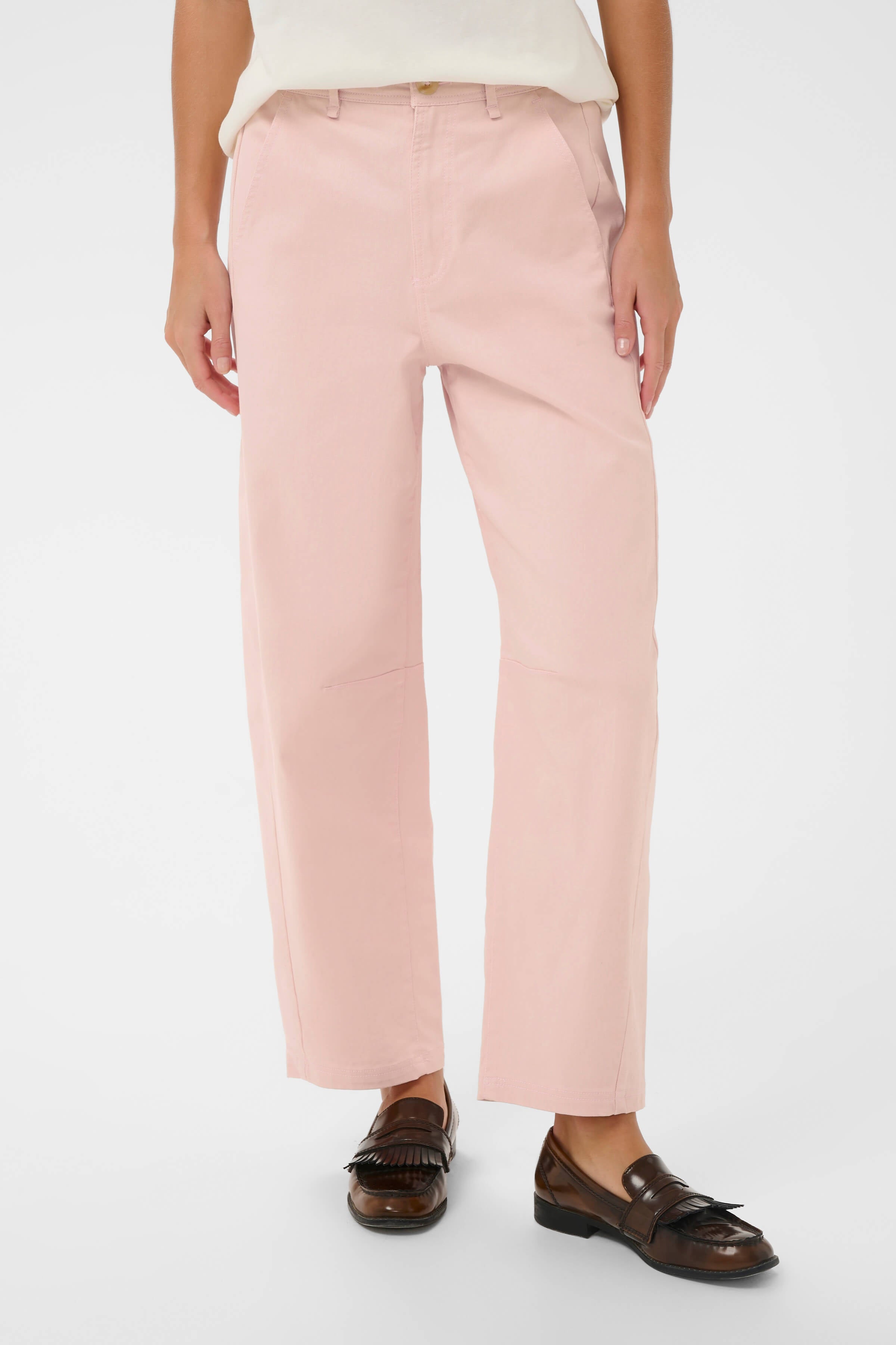 Pink barrel-leg jeans