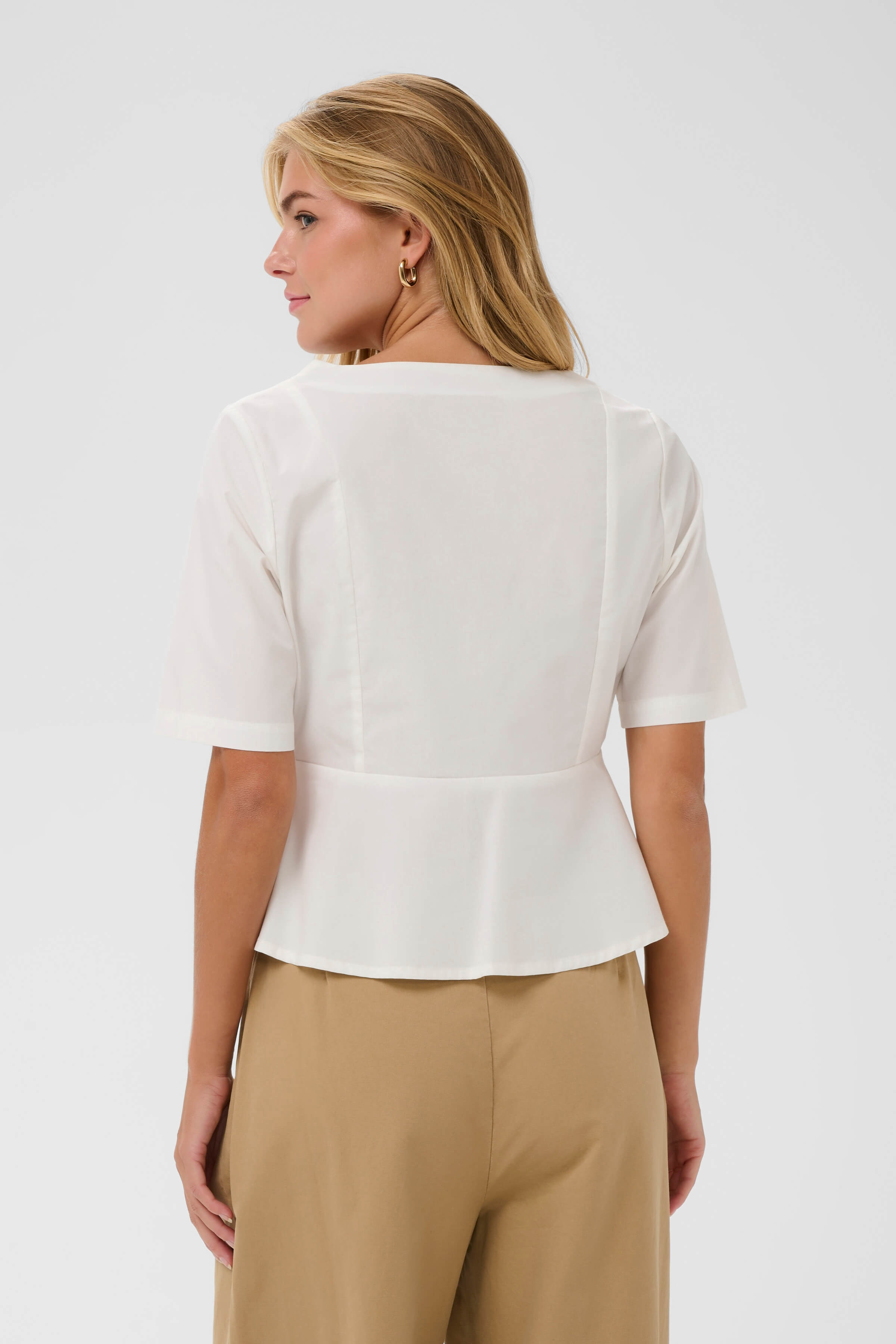 White blouse with square neckline - back view