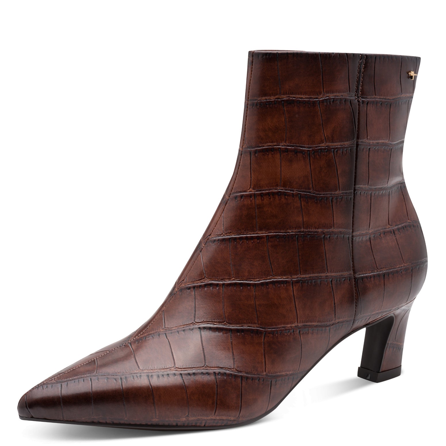 Model wearing Tamaris pointed-toe ankle boots