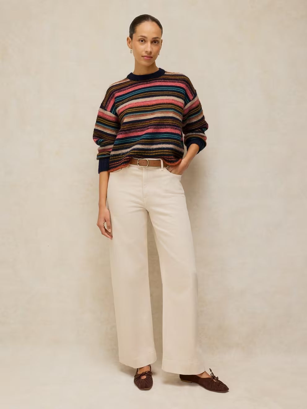 White Stuff Florence textured jumper styled on model