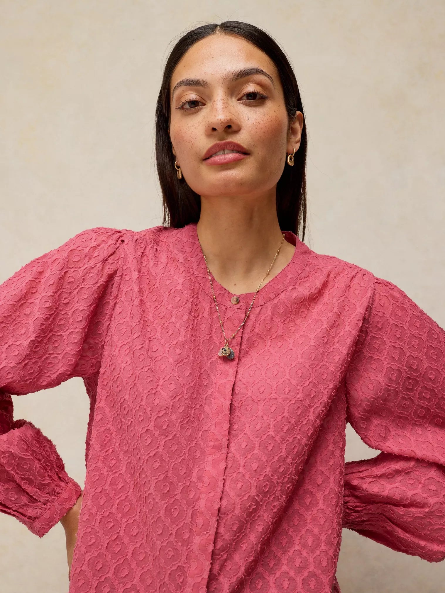 White Stuff Lana long-sleeve top fabric detail