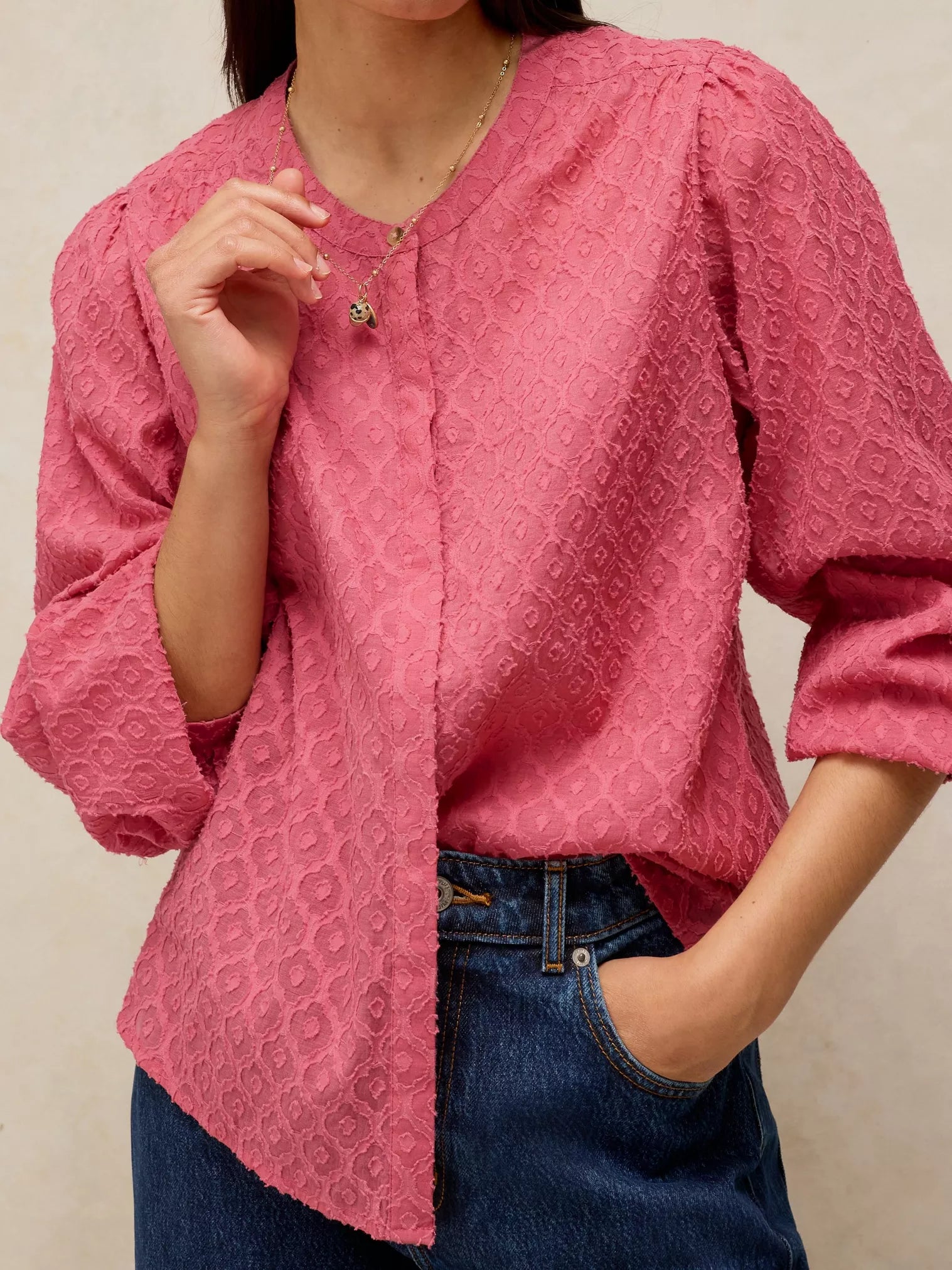White Stuff Lana textured jacquard top 447019 front view