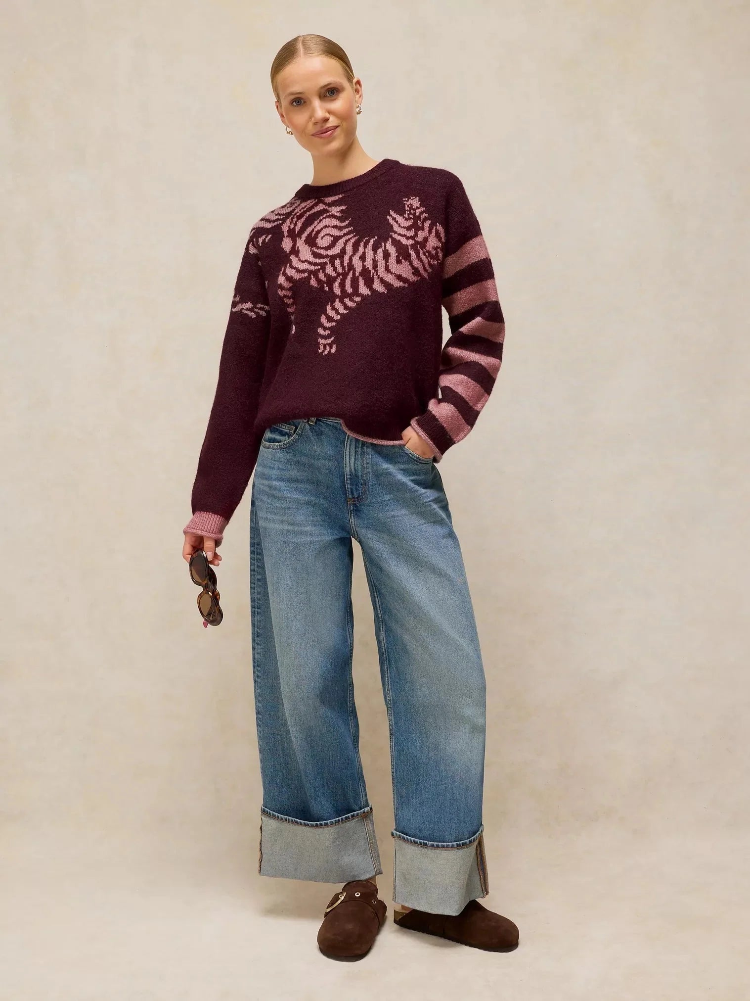 White Stuff Tiger Stripe long-sleeve jumper