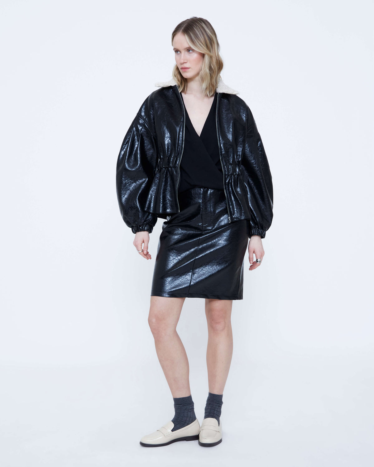 Wild Pony faux leather jacket with shearling collar