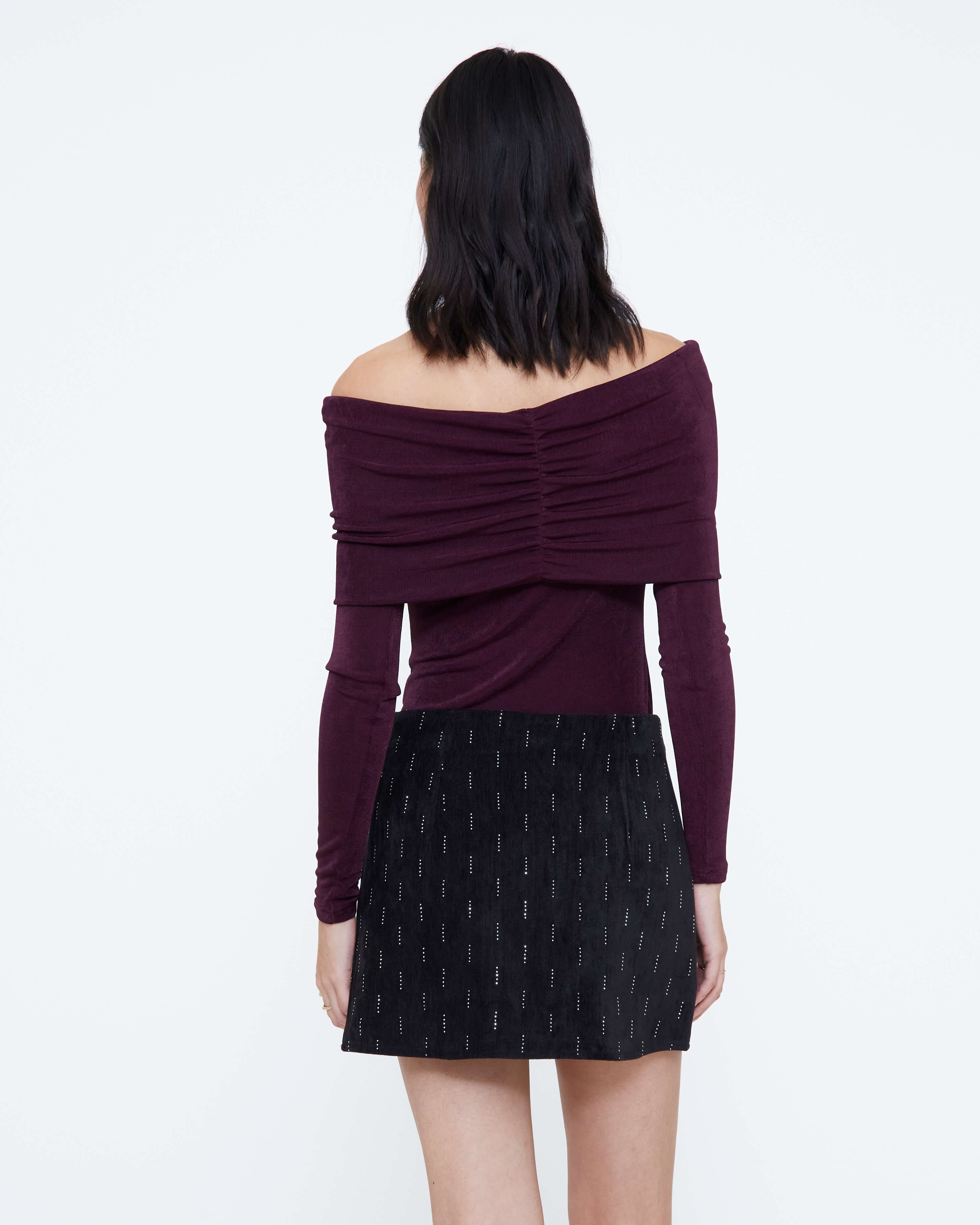 Wild Pony fitted burgundy evening top back view