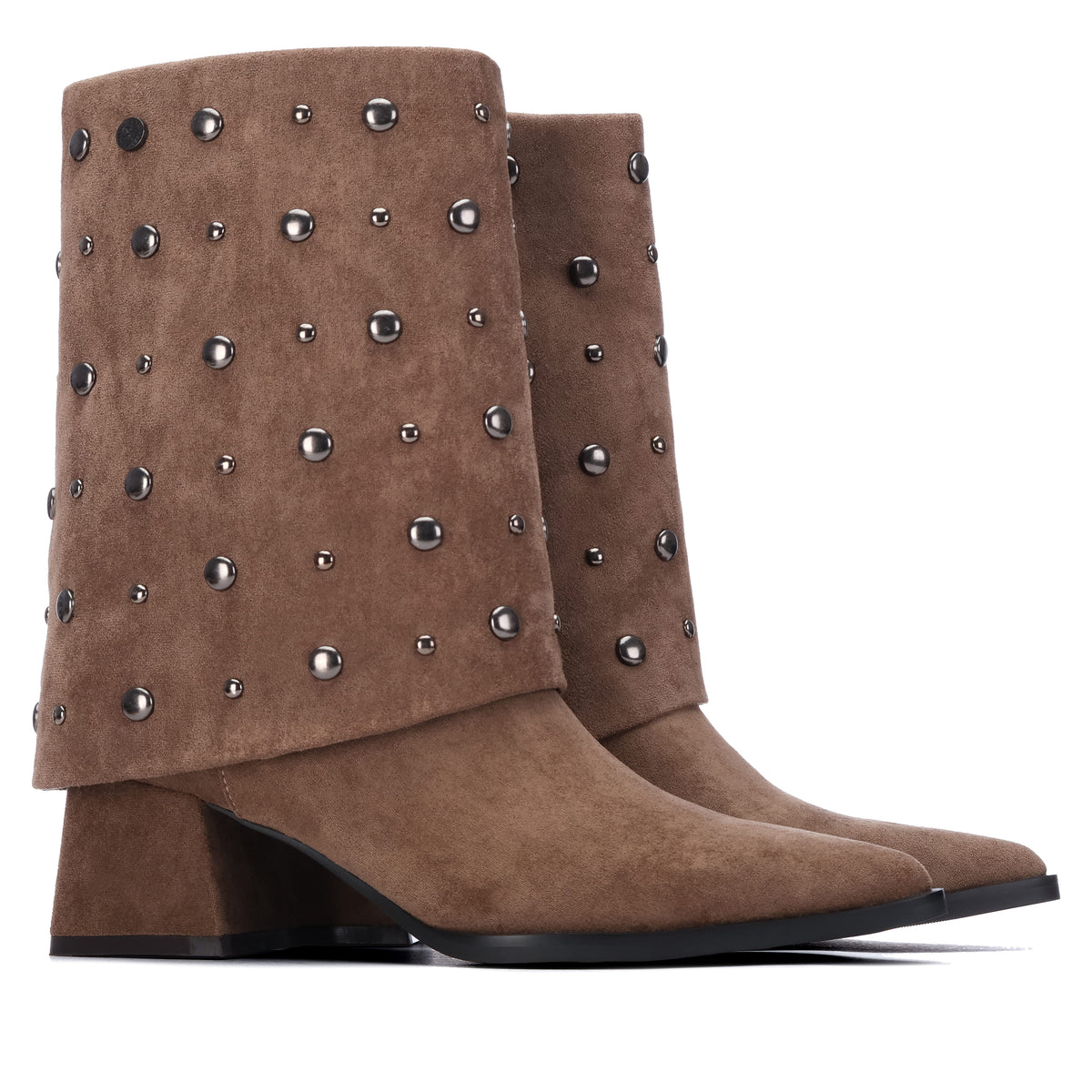 Xti women’s ankle boot  metallic details in taupe