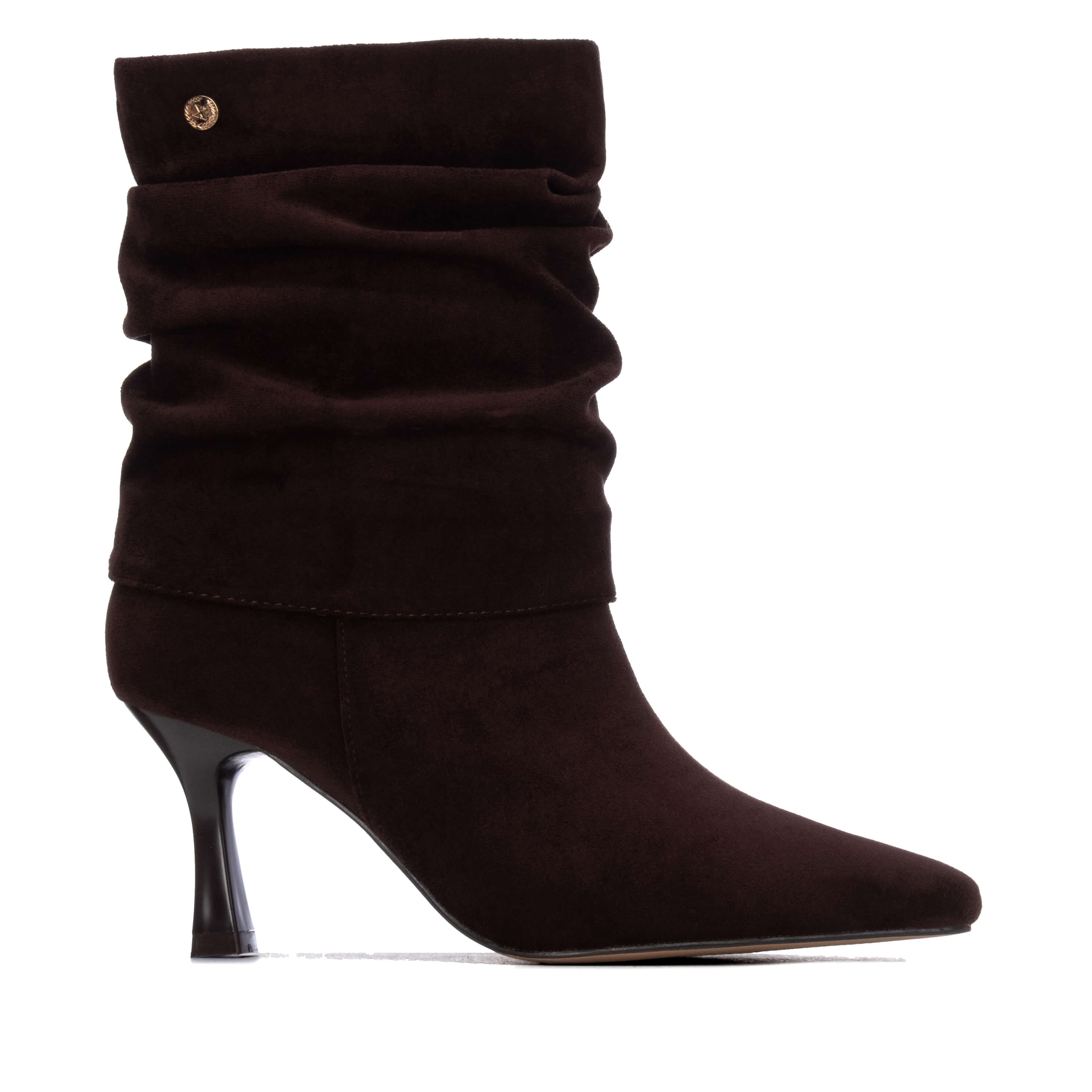 Women’s mid-height ankle boot with ruched detailing