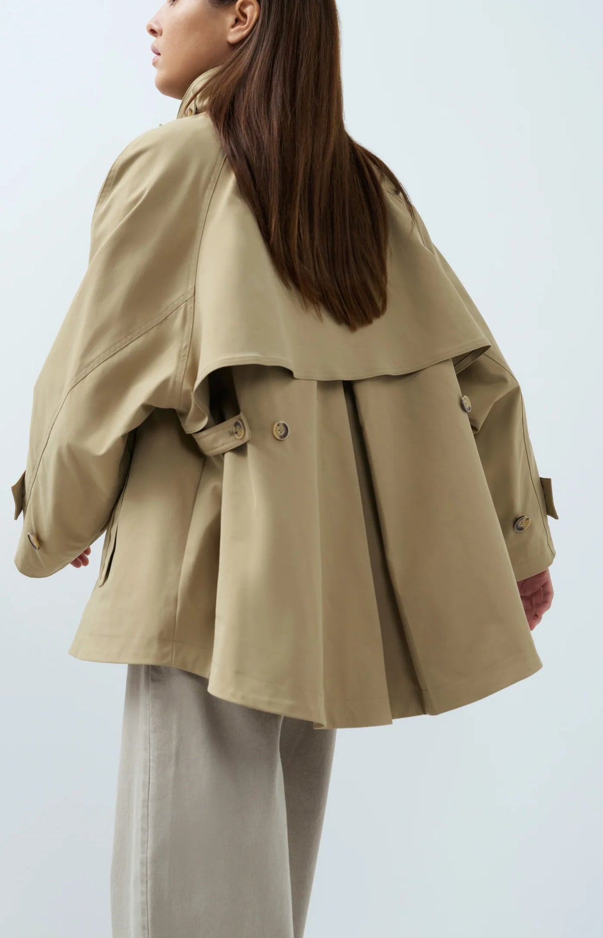 YAYA oversized trench jacket with back cape detail