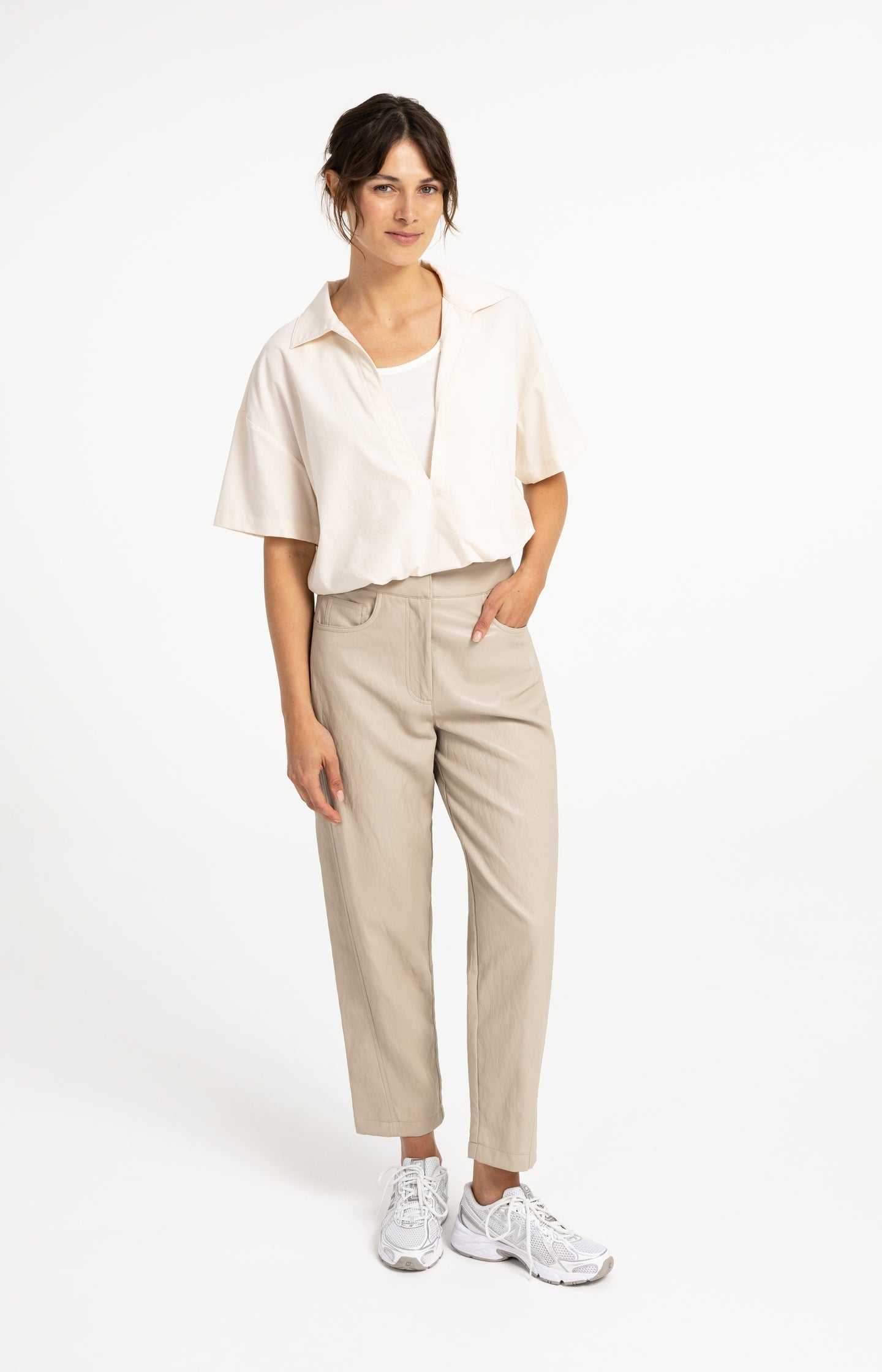 YAYA faux leather carrot fit trousers 
