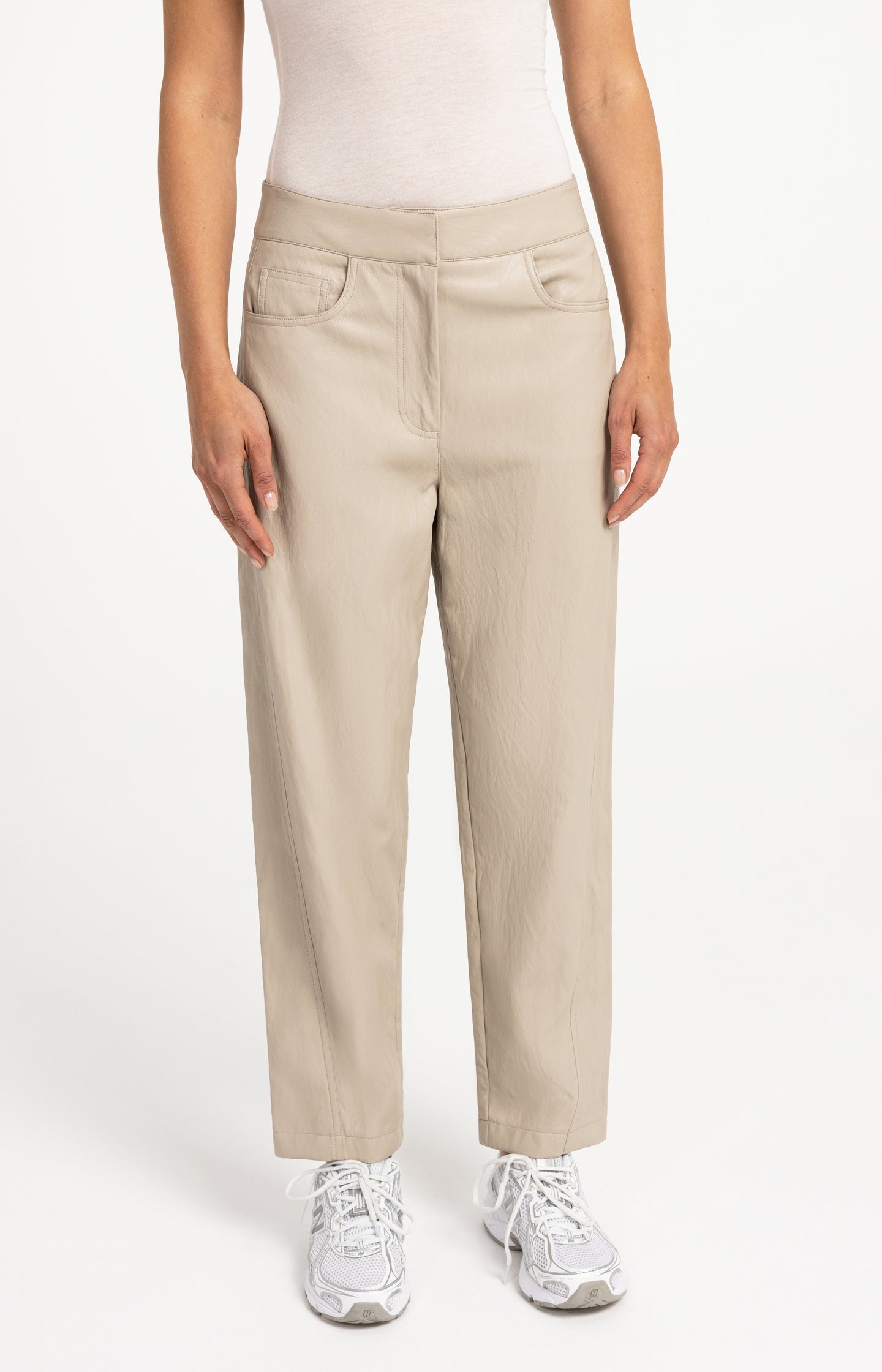 Women’s high-waisted faux-leather trousers by YAYA