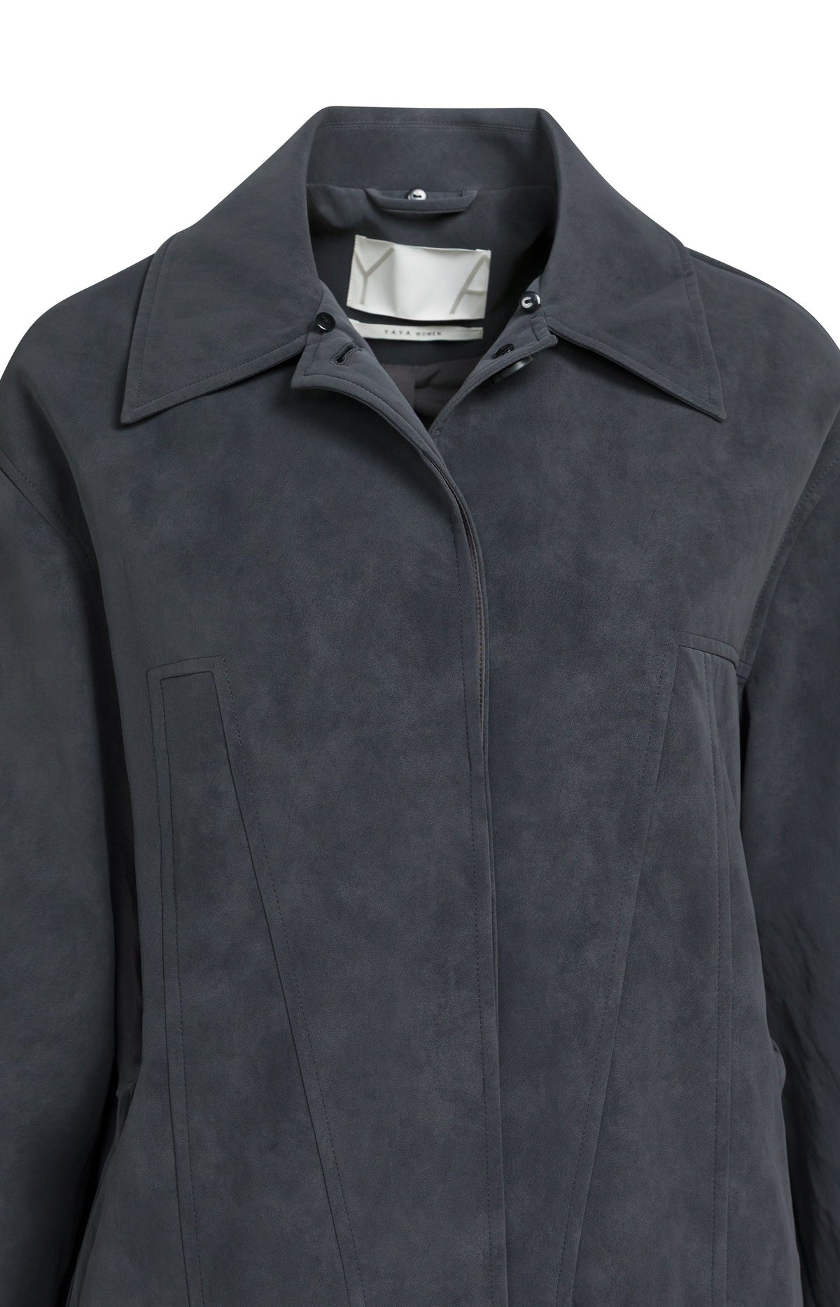 YAYA detachable detachable faux-fur collar detail