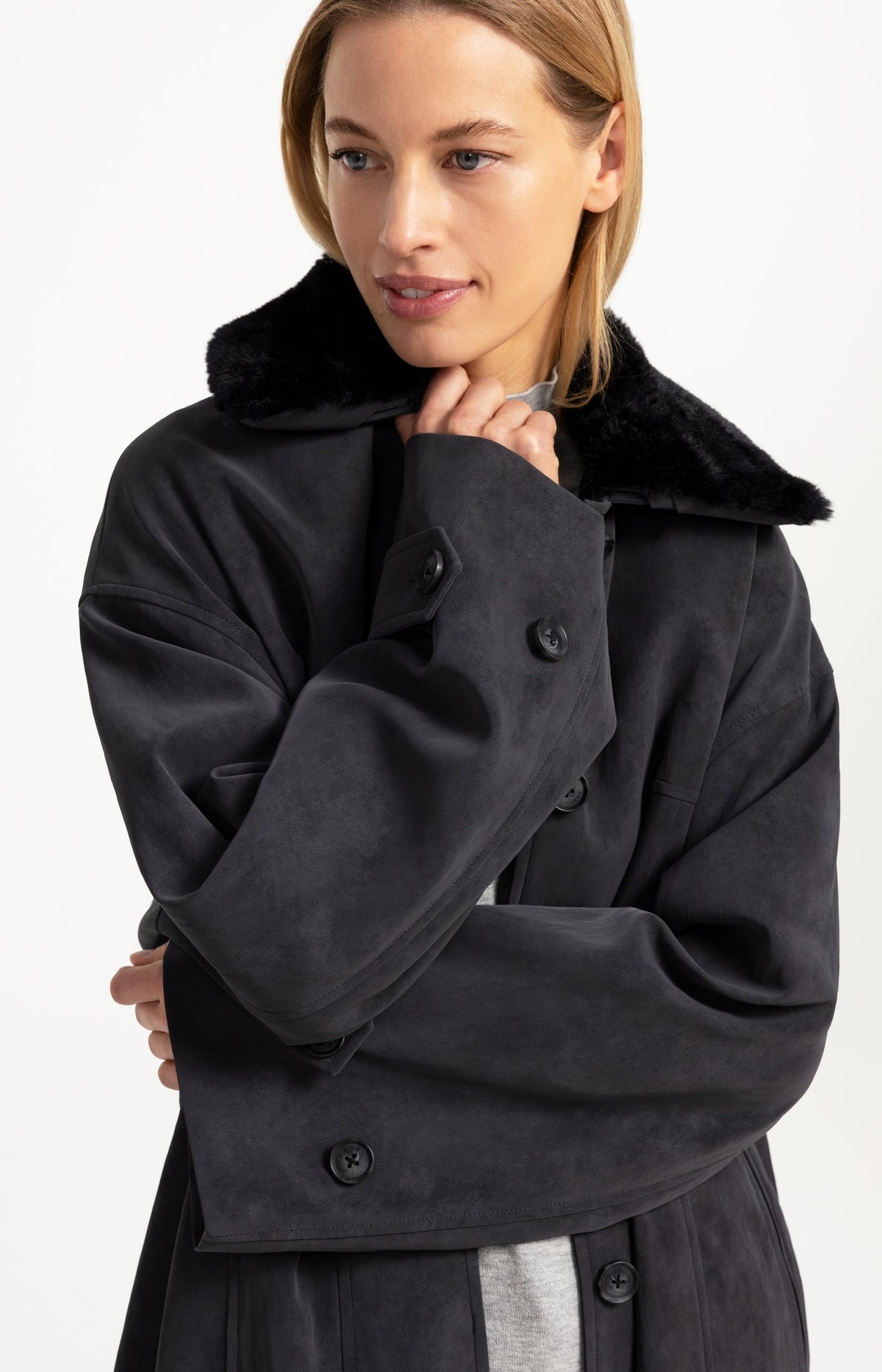 YAYA relaxed-fit coat with detachable collar