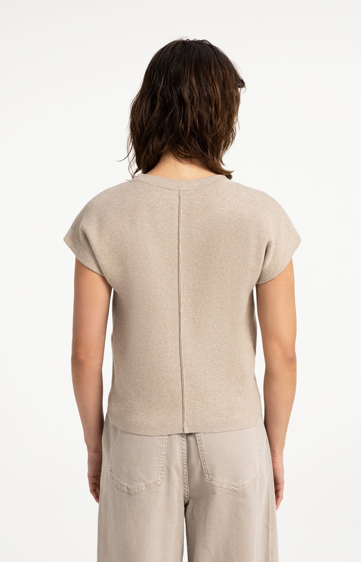 YAYA cotton knit top with a round neckline and regular fit