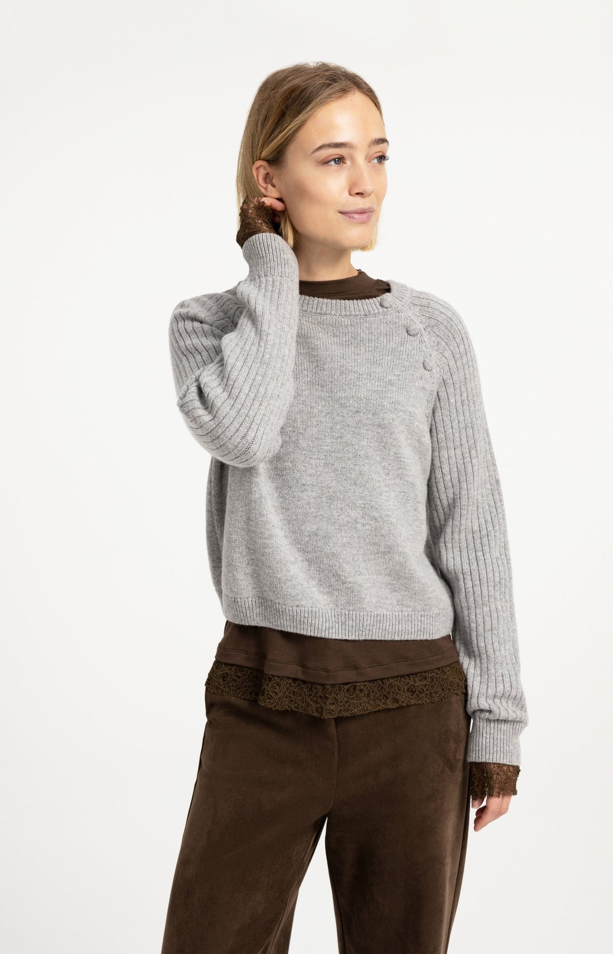 YAYA wool-blend sweater with long ribbed sleeves