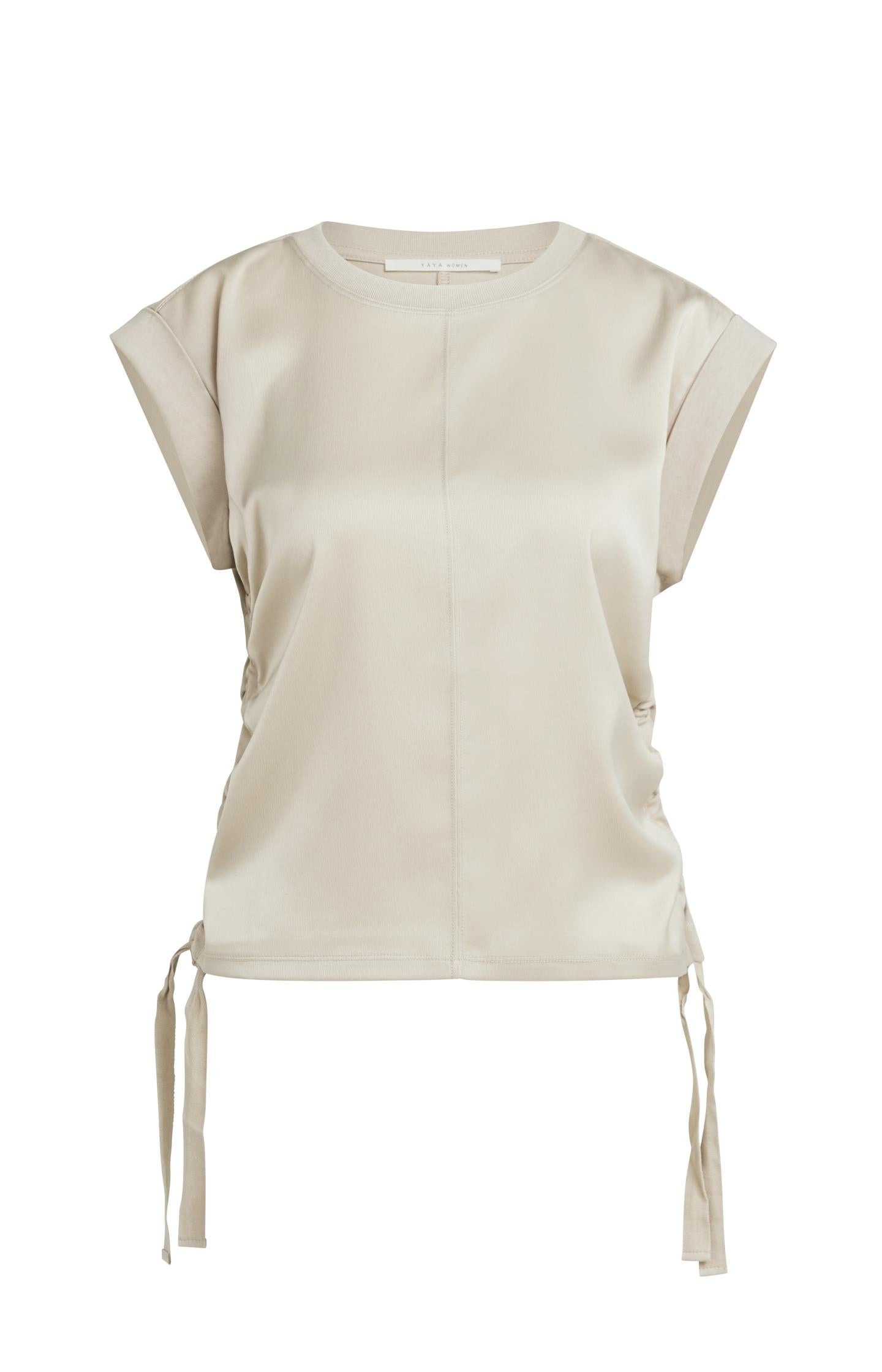 Front view of YAYA drawstring-detail top