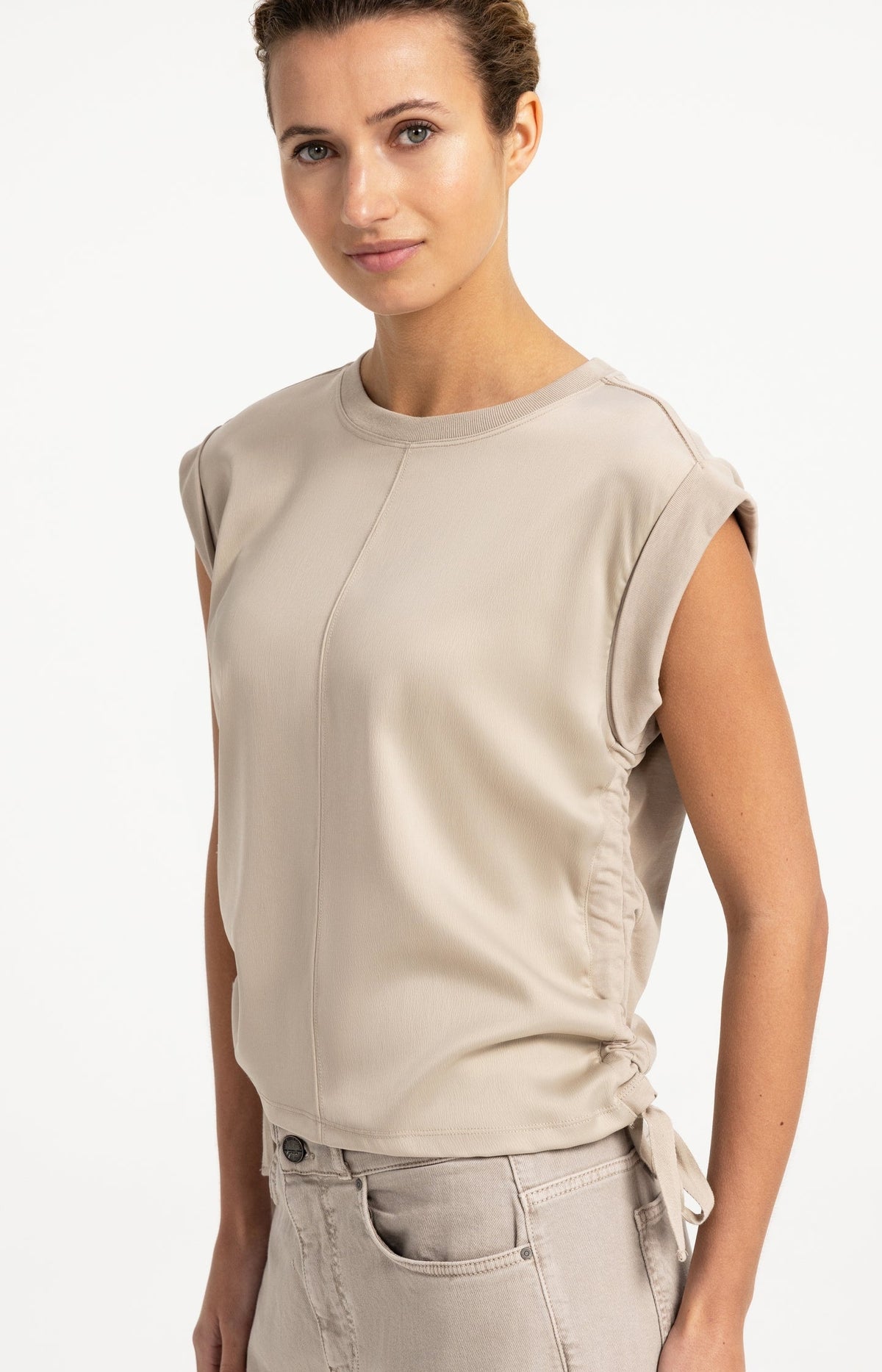 YAYA drawstring-detail top styled on a model