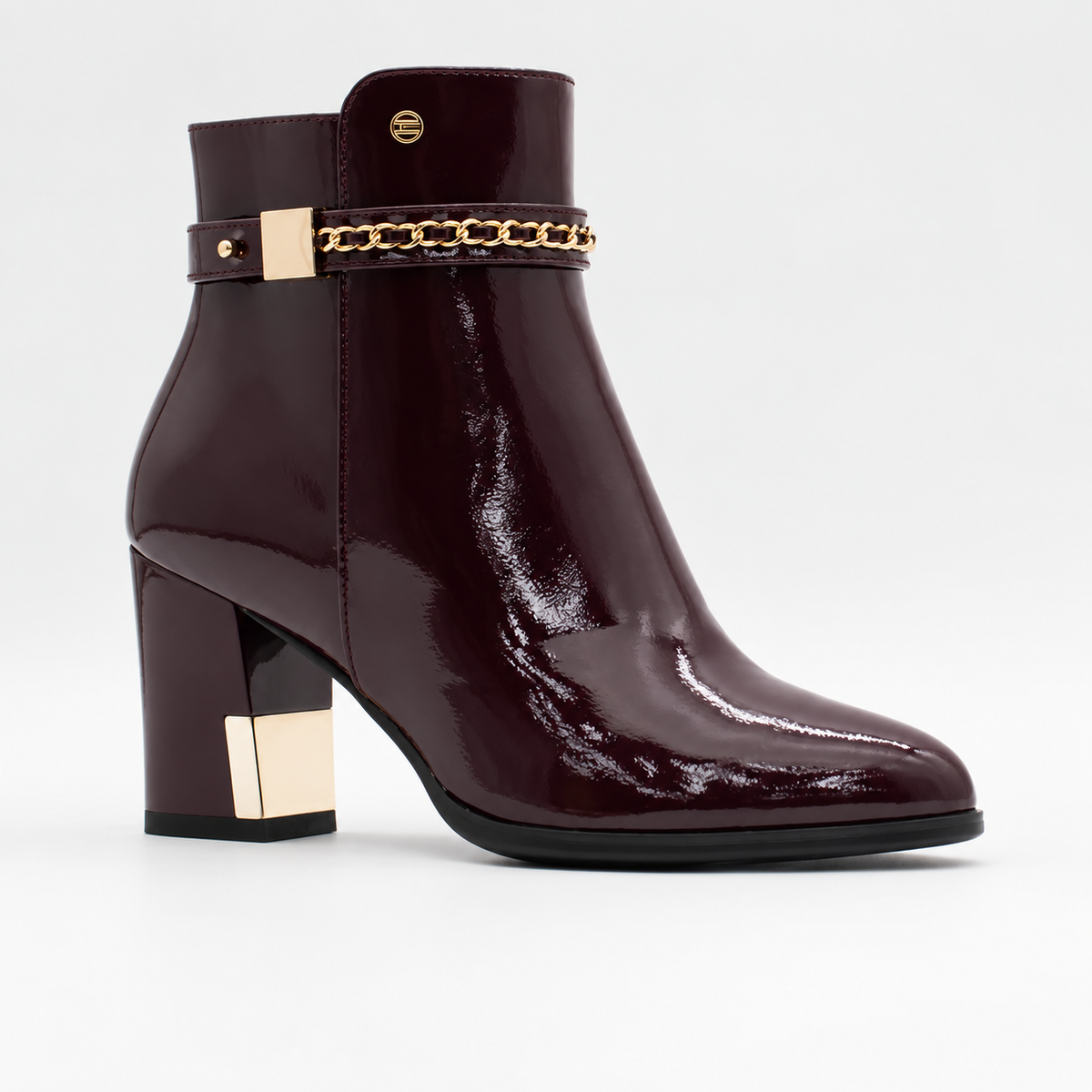 Zanni & Co Pailou glossy burgundy ankle boots